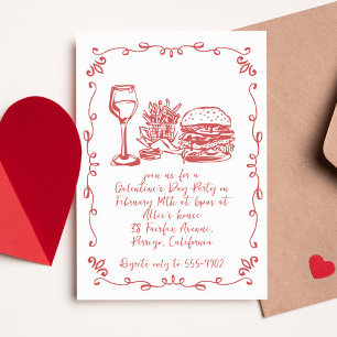 Convites Festa moderna do Burger do Vinho Whimsical Galenti