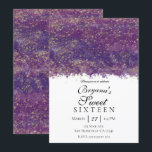 Convites Festa Moderno Glamouroso Dourado Roxo com Espalhad<br><div class="desc">Personalize para o seu evento.</div>