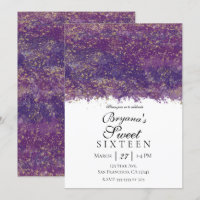 Festa Moderno Glamouroso Dourado Roxo com Espalhad