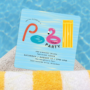 Convites Festa na Piscina Aniversário Splash de Boias de