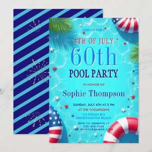 Convites Festa na Piscina de 4 de Julho Estilo Americana Ch