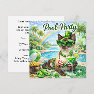 Convites Festa na Piscina do Gato Glamouroso no Dia de São 