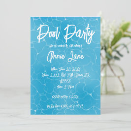 Convites Festa na Piscina Doce 16 Anos Azul Água Minimalist