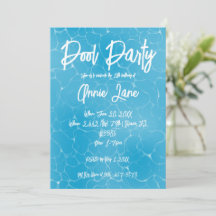 Festa na Piscina Doce 16 Azul Água Minimalista Ani