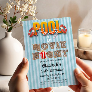 Convites Festa na Piscina e Noite de Cinema 