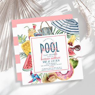 Convites Festa na Piscina Enfeites de Praia Tropical Menina
