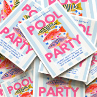 Festa na Piscina Préppy de Aniversário de Verão Te