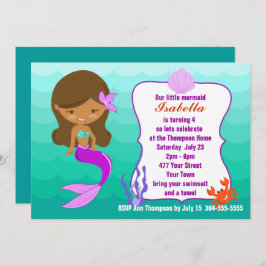 Convites Festa na piscina roxa da sereia