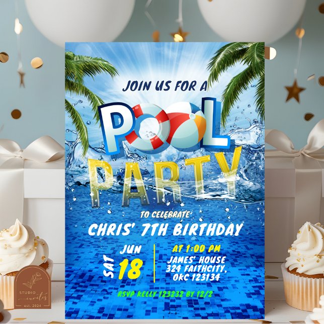 Convites Festa na Piscina Splash Verão  (Criador carregado)
