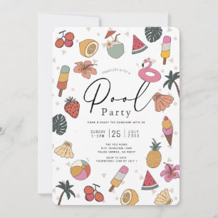 Convites Festa na Piscina Verão Natação Adulto