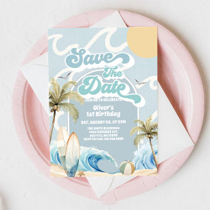 Convites Festa na Praia Salve a Data Verão Aniversário