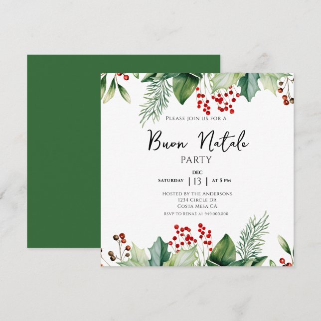 Convites Festa Nacional de Buon no Natal italiano (Frente/Verso)
