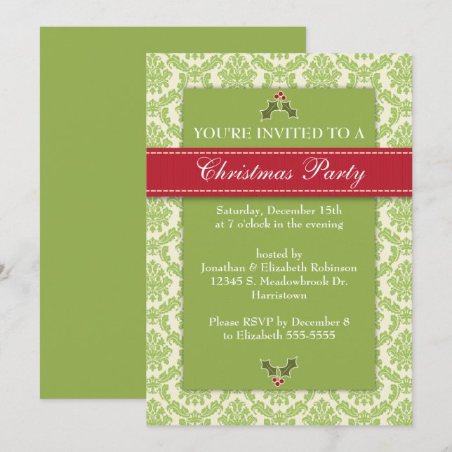 Convites Festa natalícia Dourado do damasco (Frente/Verso)