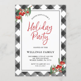 Convites Festa natalícia preta & branca da xadrez da