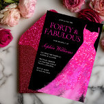 Convites Festa Negra de aniversário de 40 anos Preta de Ves<br><div class="desc">Variações de Convite para Fabuloso e Fabuloso de Festa Preta de Vestido Rosa Quente para o convite e itens correspondentes na nossa loja</div>