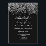 Convites Festa Negra de Despedida de Solteiro Confetti<br><div class="desc">Glitter Prateado Confetti Black Bachelor Party Bonito Glitter Dourado Confetti Convite. Coleção em Niche e Nest. Design cortesia do Studio Denmark</div>