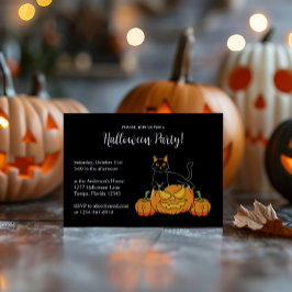 Convites Festa Negra de Halloween Cat & Pumpkin Impressão