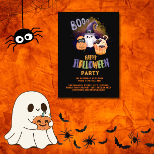 Convites Festa Negra Ghost e Pumpkin do Halloween