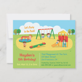 Convites Festa no Aniversário de criança de Park Playground