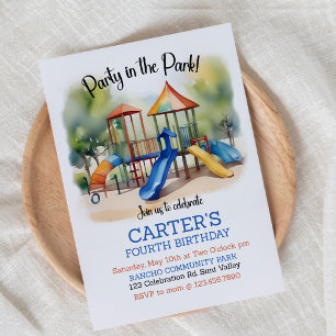 Convites Festa no parque, Playground Birthday, ao ar livre