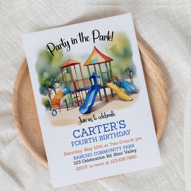 Convites Festa no parque, Playground Birthday, ao ar livre (Criador carregado)