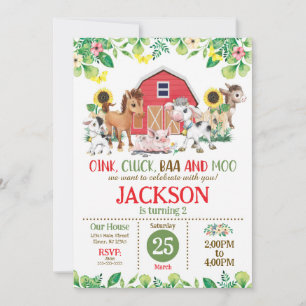 Convites Festa no Quintal dos Meninos Animais da Fazenda de