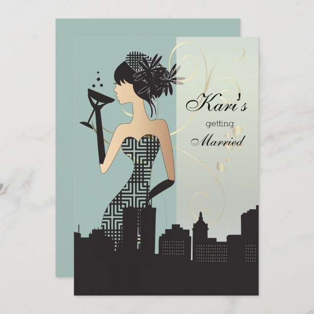 Convites Festa Noite das Meninas - Azul (Frente/Verso)