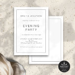 Convites Festa Noite de Casamento da Fronteira da Linha Bra<br><div class="desc">Simples Festa de Casamento de Fronteira de Linha Branca e Negra. Totalmente personalizável. Disponível digitalmente e impresso. Fácil de personalizar o texto para seus detalhes e alterar as cores da tipografia e do fundo em cada lado, se você quiser, pode ser alterado para qualquer opção ou sua escolha por meio...</div>