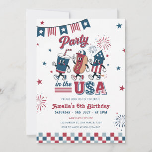 Convites Festa nos EUA Criança Menino Aniversário Americano