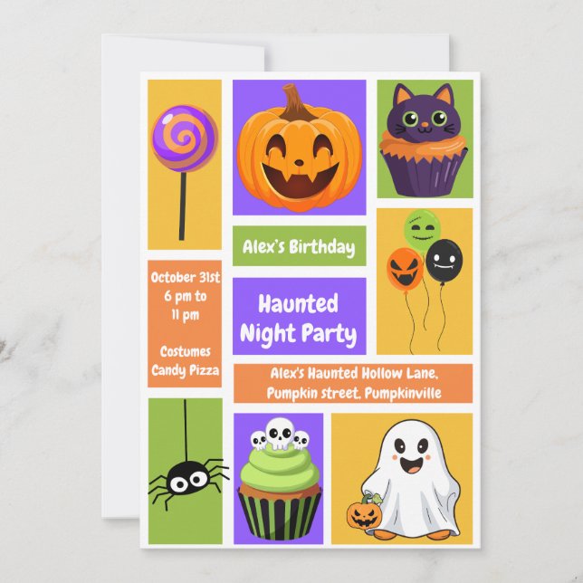 Convites Festa Noturna Assombrada Aniversário - Noite de Ha (Frente)