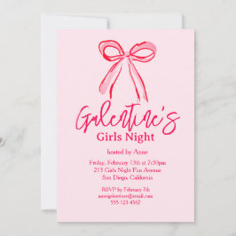 Convites Festa Noturna das Meninas Galentine's Rosa Vermelh