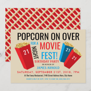 Convites Festa Noturna de Filme, Festa de aniversário de Ca