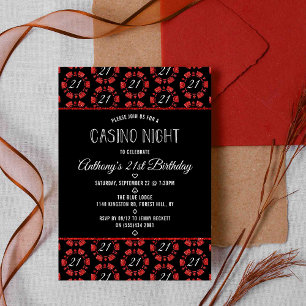 Convites Festa noturna do Chip Casino do Pôquer Vermelho
