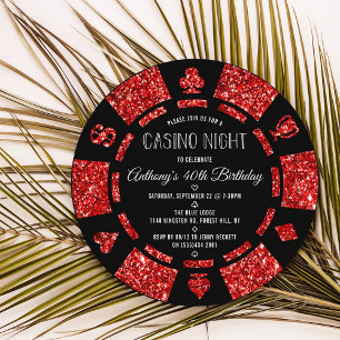 Convites Festa noturna do Chip Casino do Pôquer Vermelho