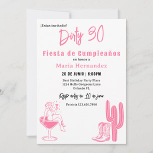 Convites Festa Ocidental Suja Espanhola 30 Aniversário 30