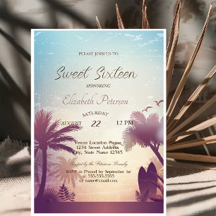 Convites Festa Palms Beach Surfboard Sweet 16