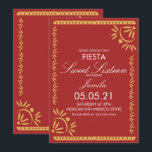 Convites Festa Papel Picado Sweet 16 Borda de Viesca Mexica<br><div class="desc">Convite de Festa Sweet 16 - Borda de Papel Picado Mexicano com Corações e Flores</div>