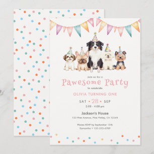 Convites Festa Pawesome dos Cachorros Primeiro Aniversário
