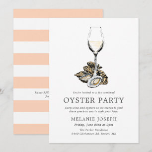 Convites Festa Pérola Oyster   Listras de Pêssego