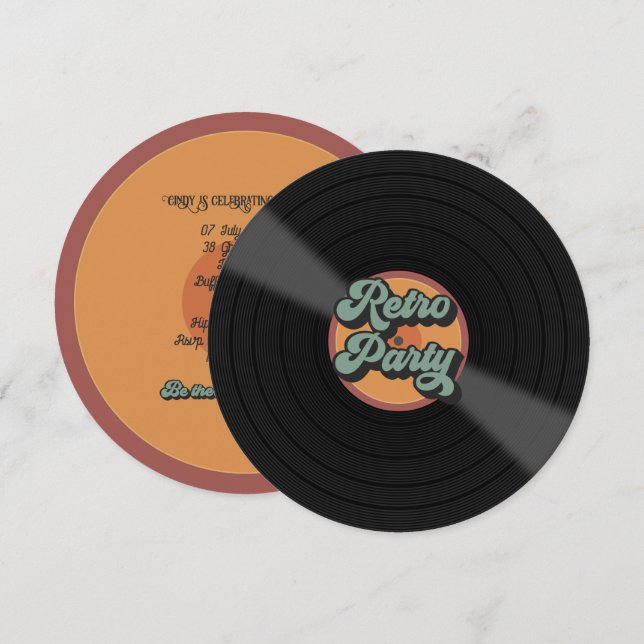 Convites Festa Personalizada com Tema Retro (Frente/Verso)