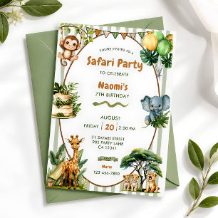 Convites Festa Personalizada de Aniversário Safari na Selva