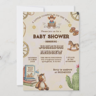 Convites Festa personalizada de baby shower do CowBoy