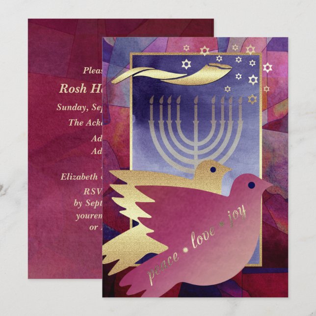 Convites Festa Personalizada de Celebração Rosh Hashanah (Frente/Verso)