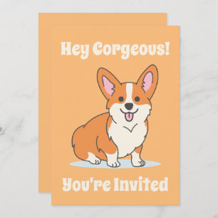 Convites Festa Personalizada de Corgi Cute