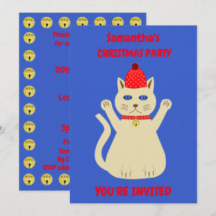 Convites Festa Personalizada de Gato de Natal Bonito