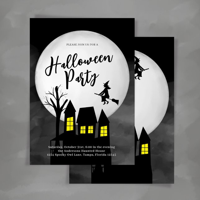 Convites Festa Personalizada de Halloween de Casa Assombrad (Spooky Halloween Party Invitation Template)