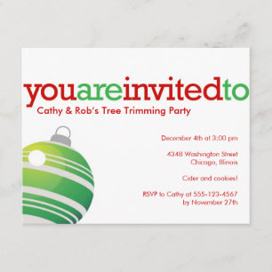 Convites Festa personalizada de Natal do ornamento verde ve