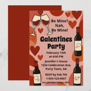 Convites Festa Personalizada Retro Galentine Be Wine Divert