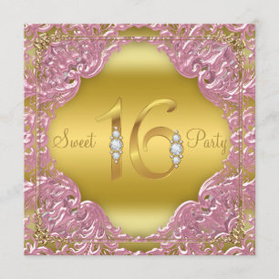 Convites Festa Pink Gold Swirl Fancy Doce 16