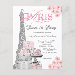 Convites Festa Pink Paris Sweet 16
